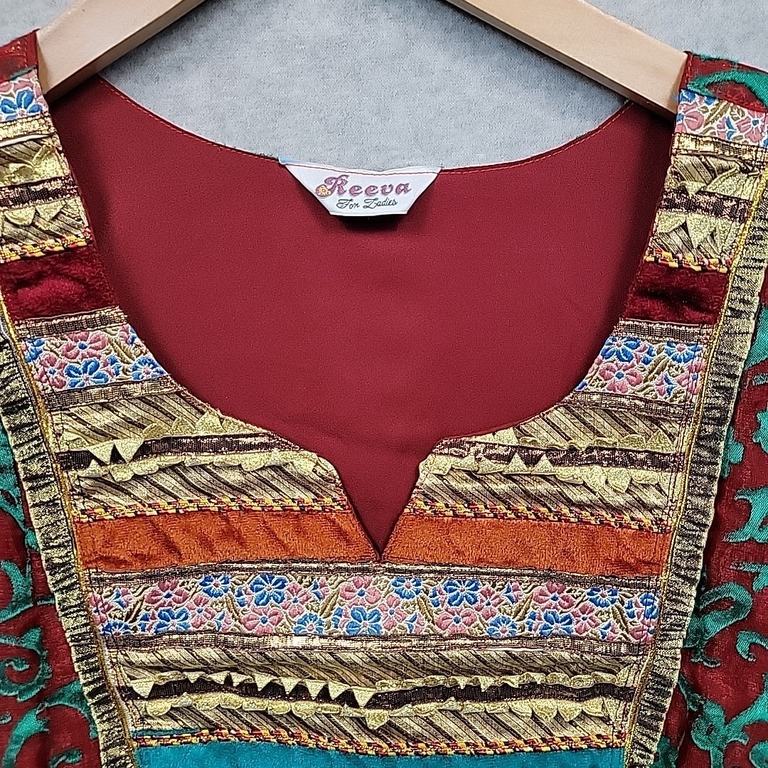 Indian Ethnic Floral Tunic Dress For Women Xs Boho Hippie Vintage Look Festival — image 3 of 8